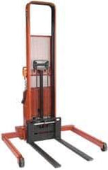 Wesco Industrial Products - 2,000 Lb Capacity, 76" Lift Height, Battery Operated Lift - 1-1/2" Lowered Height, 24" Load Center, 42" Fork Length - Eagle Tool & Supply