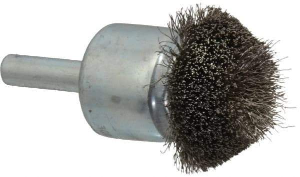 Anderson - 1-1/4" Brush Diam, Crimped, Flared End Brush - 1/4" Diam Shank, 20,000 Max RPM - Eagle Tool & Supply