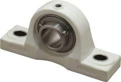 Value Collection - 1" ID, 5.5313" OAL x 2-25/32" OAH Pillow Block - 1,764 Lb Static Cap, 3,147 Lb Dyn Cap, 4-1/8" Btw Mnt Hole Ctrs, SS Thermoplastic - Eagle Tool & Supply