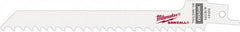 Milwaukee Tool - 6" Long x 1/2" Thick, Steel Reciprocating Saw Blade - Scroll Profile, 4 to 6 TPI, Toothed Edge, Universal Shank - Eagle Tool & Supply