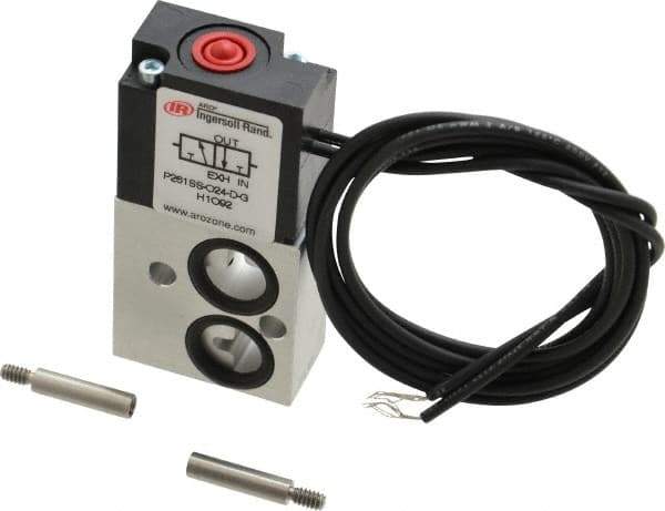 ARO/Ingersoll-Rand - 1/8", 3-Way Stacking Solenoid Valve - 24 VDC, 0.2 CV Rate, 2.4" High - Eagle Tool & Supply