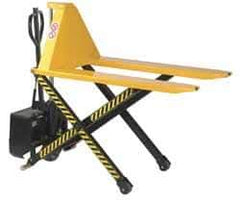 Wesco Industrial Products - 3,000 Lb Capacity, 31" Lift Height, Battery Operated Electric Pallet Lifter - 3-1/3" Lowered Height, 45" Fork Length, 21" Overall Width - Eagle Tool & Supply