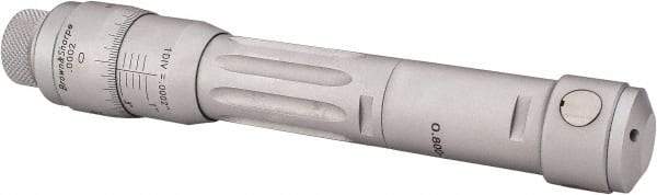 TESA Brown & Sharpe - 0.8 to 1", 3" Gage Depth, Mechanical Inside Hole Micrometer - 0.0002" Graduation, Ratchet Stop Thimble - Eagle Tool & Supply