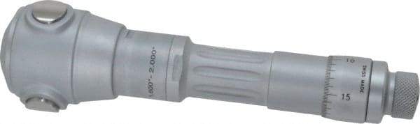TESA Brown & Sharpe - 1.6 to 2", 3" Gage Depth, Mechanical Inside Hole Micrometer - 0.0002" Graduation, Ratchet Stop Thimble - Eagle Tool & Supply