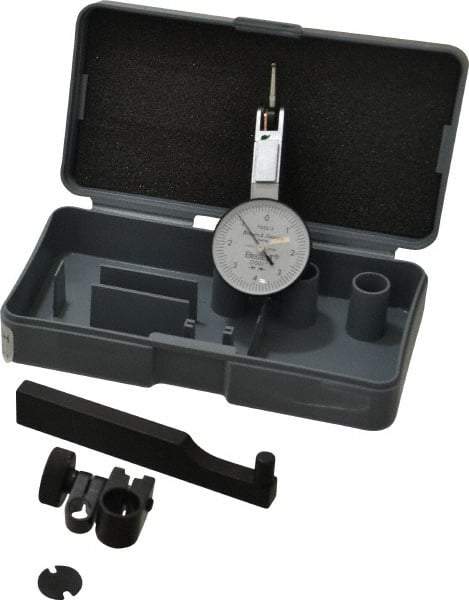 TESA Brown & Sharpe - 0.008 Inch Range, 0.0001 Inch Dial Graduation, Horizontal Dial Test Indicator - 1 Inch White Dial, 0-4-0 Dial Reading, Accurate to 0.0001 Inch - Eagle Tool & Supply