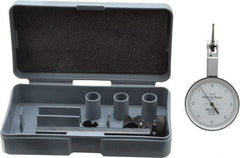 TESA Brown & Sharpe - 0.008 Inch Range, 0 Inch Dial Graduation, Horizontal Dial Test Indicator - 1-1/2 Inch White Dial, 0-4-0 Dial Reading, Accurate to 0.0001 Inch - Eagle Tool & Supply