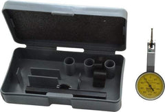 TESA Brown & Sharpe - 0.2 mm Range, 0.002 mm Dial Graduation, Horizontal Dial Test Indicator - 28 mm Yellow Dial, 0-100-0 Dial Reading, 0.002 mm - Eagle Tool & Supply