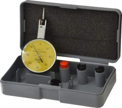 TESA Brown & Sharpe - 0.8 mm Range, 0.01 mm Dial Graduation, Horizontal Dial Test Indicator - 38 mm White Dial, 0-0.4-0 Dial Reading, 0.01 mm - Eagle Tool & Supply