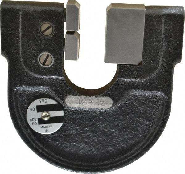 YPG - 1/4 to 1/2 Inch, Cast Iron 2 Frame Snap Gage - 0.0001 Inch Graduation, Hardened Tool Steel Anvil - Eagle Tool & Supply