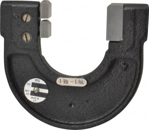 YPG - 1-1/2 to 1-3/4 Inch, Cast Iron 4x Frame Snap Gage - 0.001 Inch Graduation, Hardened Tool Steel Anvil - Eagle Tool & Supply