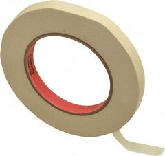 3M - 1/2" Wide x 60 Yd Long Tan Paper Masking Tape - Series 214, 5.8 mil Thick, 27 In/Lb Tensile Strength - Eagle Tool & Supply