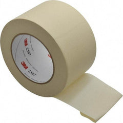 3M - 3" Wide x 60 Yd Long Tan Paper Masking Tape - Series 2307, 5.2 mil Thick, 23 In/Lb Tensile Strength - Eagle Tool & Supply