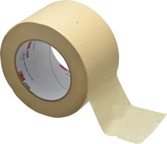 3M - 3" Wide x 60 Yd Long Tan Paper Masking Tape - Series 2308, 5.3 mil Thick, 22 In/Lb Tensile Strength - Eagle Tool & Supply