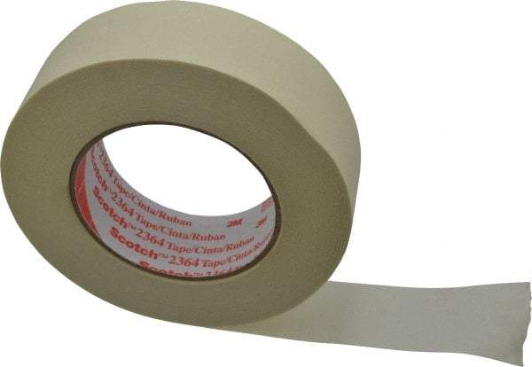 3M - 1-1/2" Wide x 60 Yd Long Tan Paper Masking Tape - Series 2364, 6.5 mil Thick, 24 In/Lb Tensile Strength - Eagle Tool & Supply