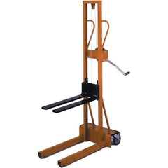 Wesco Industrial Products - 500 Lb Capacity, 71" Lift Height, Winch Steel Stacker Manually Operated Lift - Eagle Tool & Supply