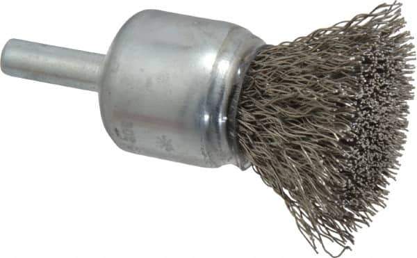Anderson - 3/4" Brush Diam, Crimped, End Brush - 1/4" Diam Shank, 22,000 Max RPM - Eagle Tool & Supply
