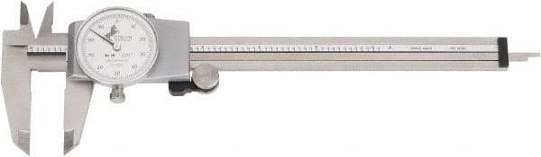 TESA Brown & Sharpe - 0" to 6" Range, 0.001" Graduation, 0.1" per Revolution, Dial Caliper - White Face, 40mm Jaw Length - Eagle Tool & Supply