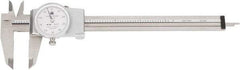 TESA Brown & Sharpe - 0" to 6" Range, 0.001" Graduation, 0.1" per Revolution, Dial Caliper - White Face, 1.5" Jaw Length - Eagle Tool & Supply