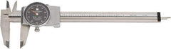 TESA Brown & Sharpe - 0" to 6" Range, 0.001" Graduation, 0.1" per Revolution, Dial Caliper - Black Face, 1.5" Jaw Length - Eagle Tool & Supply