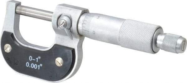 Value Collection - 0 to 1" Range, 0.001" Graduation, Mechanical Outside Micrometer - Ratchet Stop Thimble - Eagle Tool & Supply