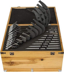 Value Collection - 0 to 12" Range, 12 Piece Mechanical Outside Micrometer Set - 0.0001" Graduation, 0.000160, 0.000200, 0.000240, 0.000280, 0.000320, 0.000360 Accuracy, Ratchet Stop Thimble, Carbide Tipped, Forged Steel/Tubular Steel (Frame) Face - Eagle Tool & Supply