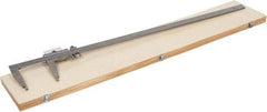 Value Collection - 0 to 40" Stainless Steel Vernier Caliper - 0.02mm Graduation, 5" Jaw Depth, 0.0028" Accuracy, Includes Inside Diameter, Outside Diameter - Eagle Tool & Supply
