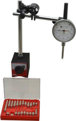 TESA Brown & Sharpe - 0.001" Graduation, 0-100 Dial Reading, Indicator & Base Kit - 2-1/4" Dial Diam - Eagle Tool & Supply