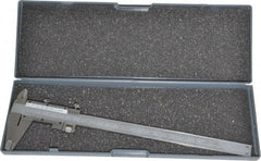 Value Collection - 0 to 8" Stainless Steel Vernier Caliper - 0.02mm Graduation, 1.9685" Jaw Depth, 0.0012" Accuracy, Includes Depth, Inside Diameter, Outside Diameter, Step - Eagle Tool & Supply