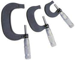 TESA Brown & Sharpe - 0 to 3" Range, 3 Piece Mechanical Outside Micrometer Set - 0.0001" Graduation, 4 & 5µm Accuracy, Friction Thimble, Carbide Tipped Face - Eagle Tool & Supply