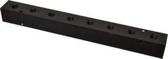 Made in USA - 3/8" Inlet, 1/4" Outlet Manifold - 12-1/4" Long x 1-1/4" Wide x 1-1/4" High, 0.2" Mount Hole, 2 Inlet Ports, 8 Outlet Ports - Eagle Tool & Supply