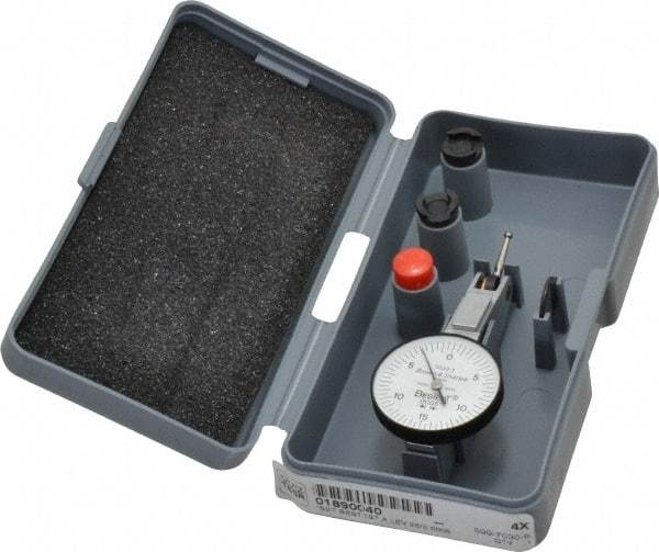 TESA Brown & Sharpe - 0.03 Inch Range, 0.0005 Inch Dial Graduation, Horizontal Dial Test Indicator - 1 Inch White Dial, 0-15-0 Dial Reading, Accurate to 0.0005 Inch - Eagle Tool & Supply