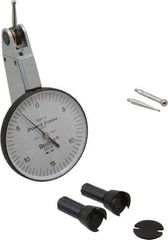 TESA Brown & Sharpe - 0.03 Inch Range, 0.0005 Inch Dial Graduation, Horizontal Dial Test Indicator - 1-1/2 Inch White Dial, 0-15-0 Dial Reading, Accurate to 0.0005 Inch - Eagle Tool & Supply