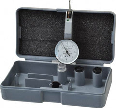 TESA Brown & Sharpe - 0.008 Inch Range, 0.0001 Inch Dial Graduation, Horizontal Dial Test Indicator - 1 Inch White Dial, 0-4-0 Dial Reading, Accurate to 0.0001 Inch - Eagle Tool & Supply