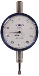 Teclock - 1/4" Range, 0-50-0 Dial Reading, 0.001" Graduation Dial Drop Indicator - 2-11/64" Dial, 0.1" Range per Revolution, 0.0007" Accuracy - Eagle Tool & Supply