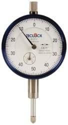 Teclock - 1/2" Range, 0-50-0 Dial Reading, 0.001" Graduation Dial Drop Indicator - 2-11/64" Dial, 0.1" Range per Revolution, 0.0009" Accuracy, Revolution Counter - Eagle Tool & Supply