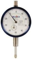 Teclock - 1/2" Range, 0-50-0 Dial Reading, 0.001" Graduation Dial Drop Indicator - 2-11/64" Dial, 0.1" Range per Revolution, 0.0009" Accuracy, Revolution Counter - Eagle Tool & Supply