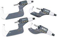 TESA Brown & Sharpe - 2 to 3 Inch Range, 0.0001 Inch Resolution, Standard Throat, IP54 Electronic Outside Micrometer - 0.0002 Inch Accuracy, Carbide Face, Includes Plastic Case - Eagle Tool & Supply