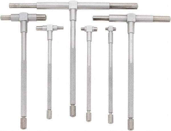 Value Collection - 6 Piece, 5/16 to 6 Inch, Hardened Tool Steel, Satin Chrome Finish, Telescoping Gage Set - 4 and 5 Inch Long Handles - Eagle Tool & Supply