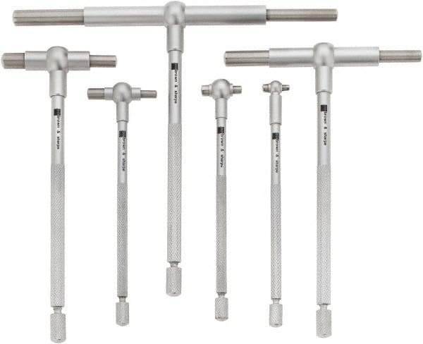 TESA Brown & Sharpe - 6 Piece, 5/16 to 6 Inch, Satin Chrome Finish, Telescoping Gage Set - Includes Plastic Case - Eagle Tool & Supply