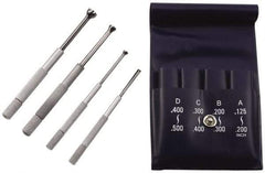 TESA Brown & Sharpe - 1/8 to 1/2 Inch Measurement, Small Hole Gage Set - Half Ball, Satin Chrome Coated, Includes Pouch - Eagle Tool & Supply