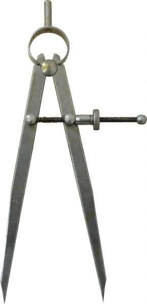 Value Collection - 6 Inch Leg, Spring Joint, Steel, Polished, Divider - 6 Inch Max Measurement, 150mm Max Measurement, Flat Leg with Quick Nut Adjustment - Eagle Tool & Supply