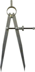 Value Collection - 6 Inch Leg, Spring Joint, Steel, Polished, Divider - 6 Inch Max Measurement, 150mm Max Measurement, Flat Leg with Quick Nut Adjustment - Eagle Tool & Supply