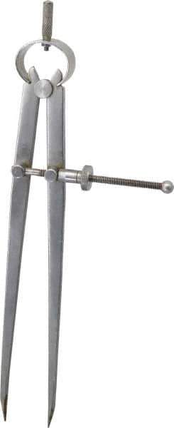 Value Collection - 8 Inch Leg, Spring Joint, Steel, Polished, Divider - 8 Inch Max Measurement, 200mm Max Measurement, Flat Leg with Quick Nut Adjustment - Eagle Tool & Supply