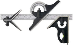 TESA Brown & Sharpe - 2 Piece, 24" Combination Square Set - 1/16, 1/32, 1/64 & 1/8" (4R) Graduation, Hardened Steel Blade, Hardened Steel Center & Square Head - Eagle Tool & Supply