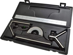 TESA Brown & Sharpe - 4 Piece, 12" Combination Square Set - 1/16, 1/32, 1/64 & 1/8" (4R) Graduation, Hardened Steel Blade, Hardened Steel Center, Protractor & Square Head - Eagle Tool & Supply