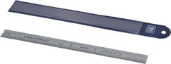 TESA Brown & Sharpe - 6" Long, 1/100, 1/64, 1/32, 1/10" Graduation, Flexible Steel Rule - 5R Graduation Style, 1/2" Wide, Silver, Satin Chrome Finish - Eagle Tool & Supply