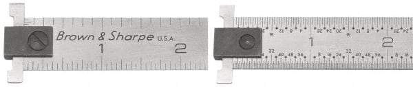 TESA Brown & Sharpe - 6" Long, 1/64, 1/32, 1/16, 1/8" Graduation, Steel Rule - 4R Graduation Style, 3/4" Wide, Silver, Satin Chrome Finish - Eagle Tool & Supply