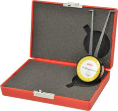 Value Collection - 1-1/8 to 2-1/8" Black Oxide & Chrome Plated Inside Dial Caliper Gage - 0.001" Graduation, 0.038mm Accuracy, 3-1/4" Leg Length, Ball Contact Points - Eagle Tool & Supply