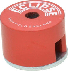 Eclipse - 1" Diam, 3/16" Hole Diam, 3.4 kg Max Pull Force Alnico Button Magnet - 5/8" High, 11/32" Gap Width, Grade 5 Alnico - Eagle Tool & Supply