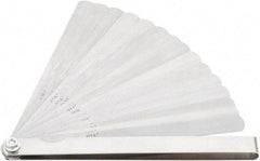 Value Collection - 15 Piece, 0.002 to 0.025" Thick, Feeler Gage Set - 6" Leaf Length, 1/2" Wide, Tempered Steel - Eagle Tool & Supply